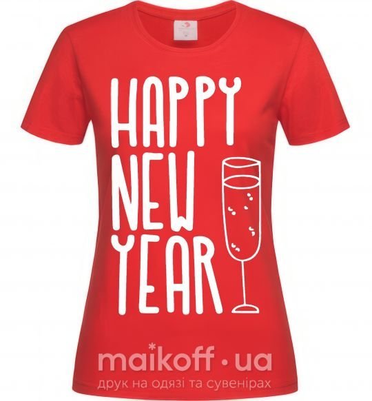 Женская футболка Happy new year champange Красный фото