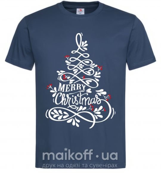 Мужская футболка Merry Christmas tree Темно-синий фото