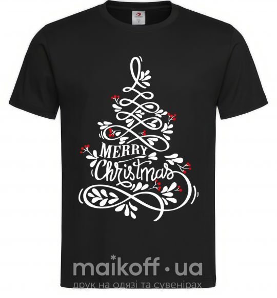 Мужская футболка Merry Christmas tree Черный фото