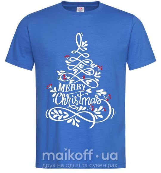 Мужская футболка Merry Christmas tree Ярко-синий фото