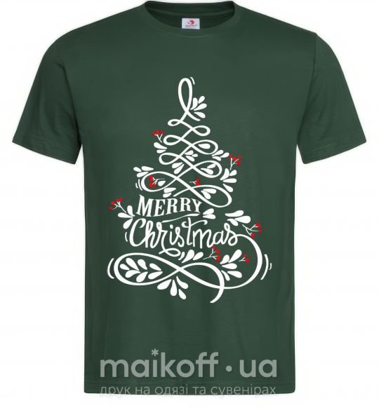 Мужская футболка Merry Christmas tree Темно-зеленый фото