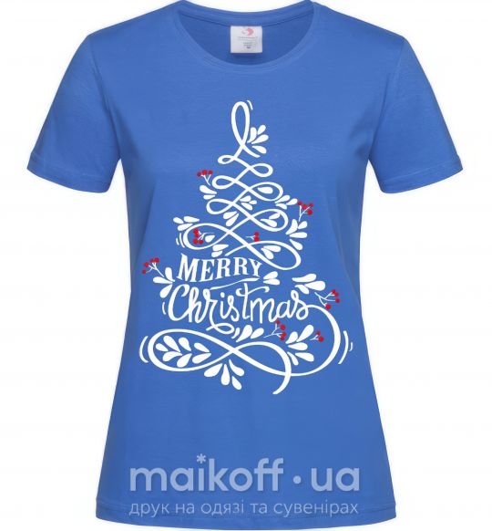 Женская футболка Merry Christmas tree Ярко-синий фото