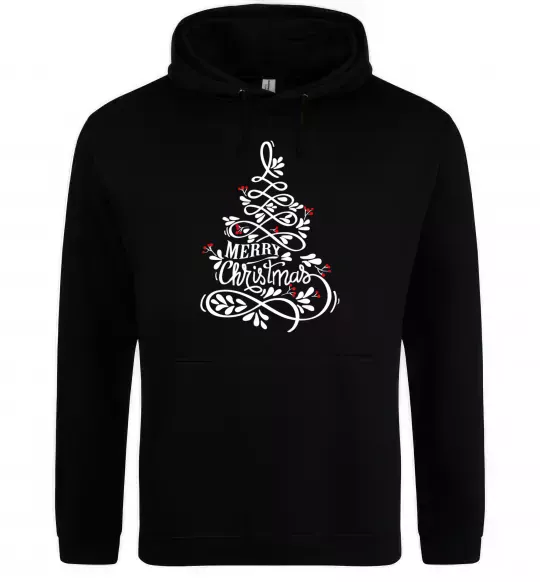 Чоловіча толстовка (худі) Merry Christmas tree Чорний фото