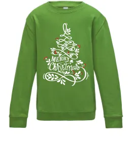 Детский Свитшот Merry Christmas tree Лаймовый фото