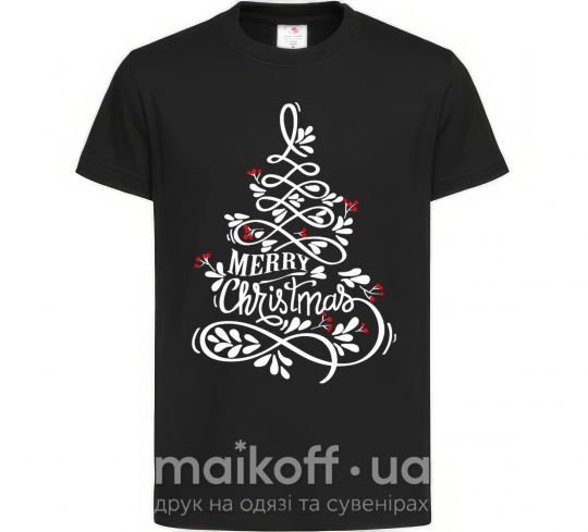 Детская футболка Merry Christmas tree Черный фото