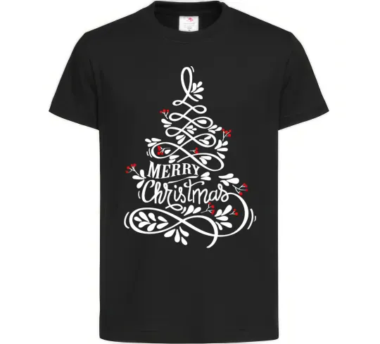 Детская футболка Merry Christmas tree Черный фото