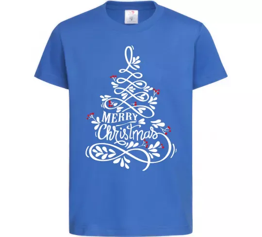 Детская футболка Merry Christmas tree Ярко-синий фото