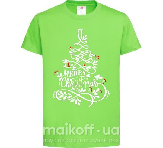 Дитяча футболка Merry Christmas tree Лаймовий фото