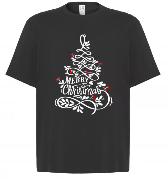 Футболка Оверсайз Merry Christmas tree Черный фото