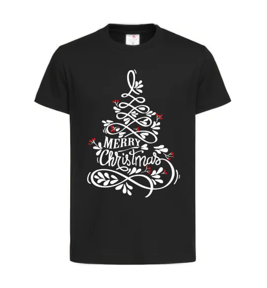 Дитяча футболка Merry Christmas tree Чорний фото
