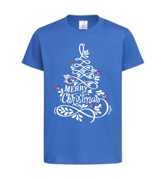 Дитяча футболка Merry Christmas tree Яскраво-синій фото