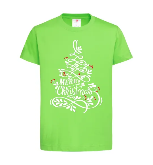 Дитяча футболка Merry Christmas tree Лаймовий фото