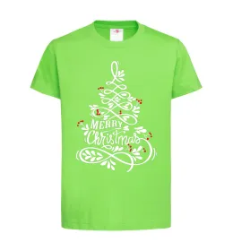 Детская футболка Merry Christmas tree Лаймовый фото