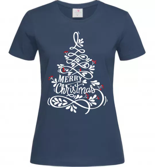 Женская футболка Merry Christmas tree Темно-синий фото