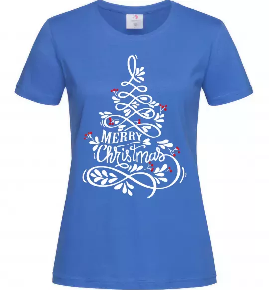 Женская футболка Merry Christmas tree Ярко-синий фото
