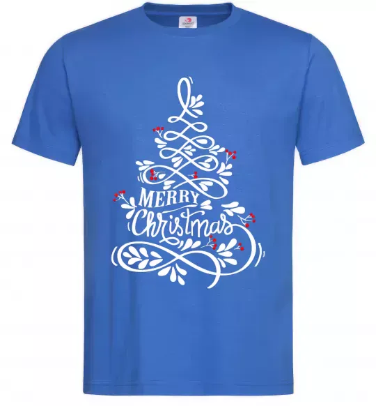 Чоловіча футболка Merry Christmas tree Яскраво-синій фото