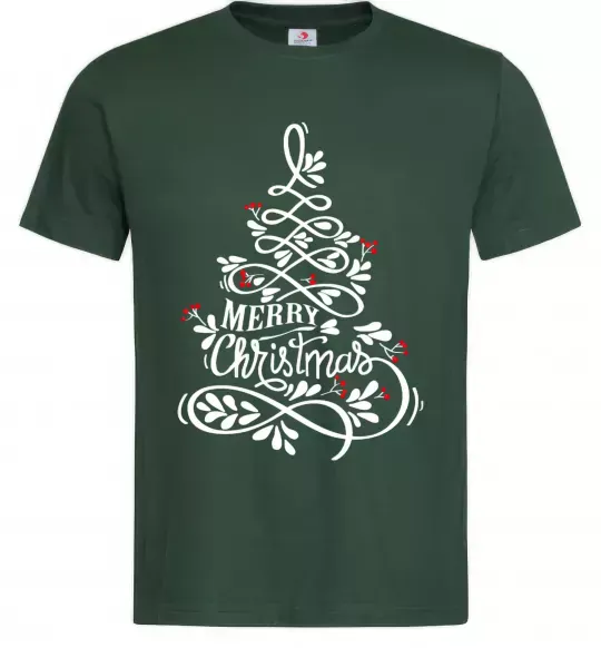 Чоловіча футболка Merry Christmas tree Темно-зелений фото