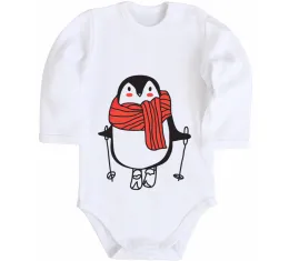 Детский боди Penguins are my favourite Белый фото