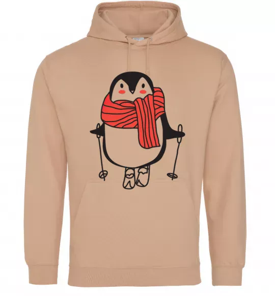 Мужская толстовка (худи) Penguin man Песочный фото