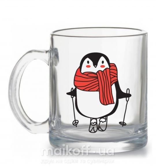 Чашка скляна Penguin man Прозорий фото