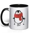 Чашка з кольоровою ручкою Penguin man Чорний фото