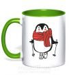 Чашка з кольоровою ручкою Penguin man Зелений фото