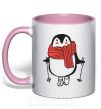 Чашка з кольоровою ручкою Penguin man Ніжно рожевий фото
