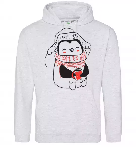 Женская толстовка (худи) Penguin woman Серый меланж фото