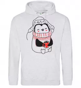 Женская толстовка (худи) Penguin woman Серый меланж фото