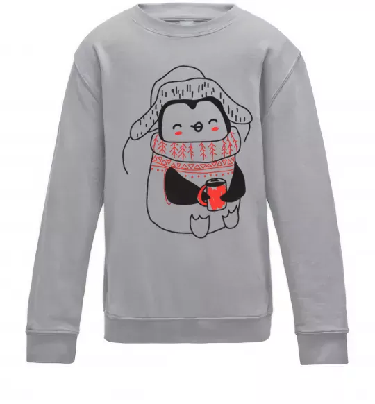 Дитячий світшот Penguin woman Сірий меланж фото