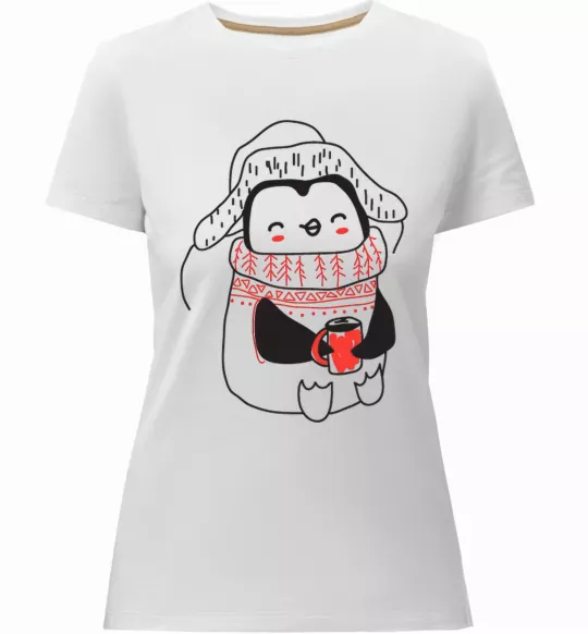 Жіноча преміум футболка Penguin woman Білий фото