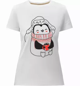 Женская премиум футболка CRAZY PENGUIN Белый фото