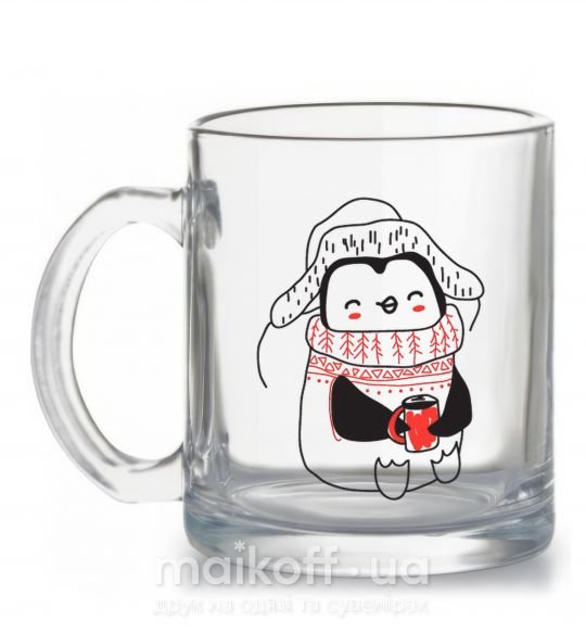 Чашка скляна Penguin woman Прозорий фото
