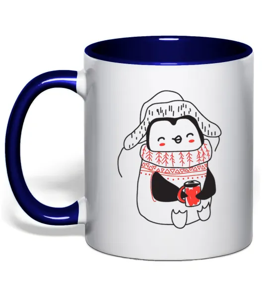 Чашка з кольоровою ручкою Penguin woman Глибокий темно-синій фото