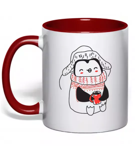 Чашка з кольоровою ручкою Penguin woman Червоний фото