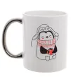Чашка з кольоровою ручкою Penguin woman Срібло фото