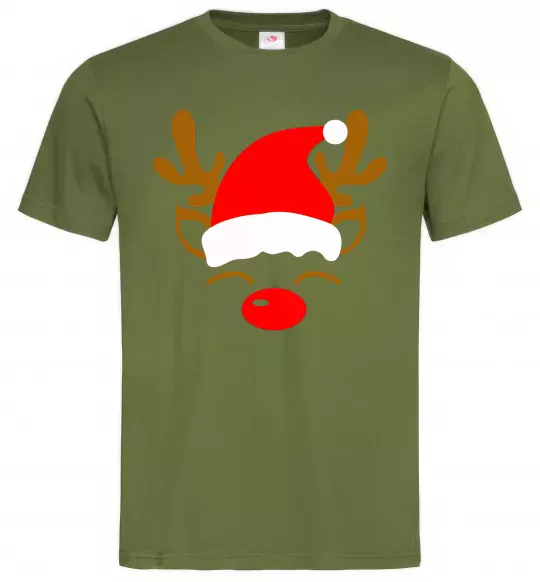 Чоловіча футболка Chrismas deer father Оливковий фото