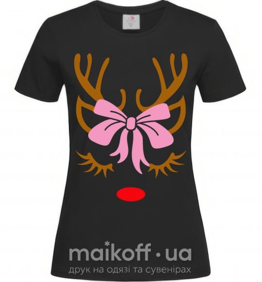 Женская футболка Chrismas deer mother Черный фото