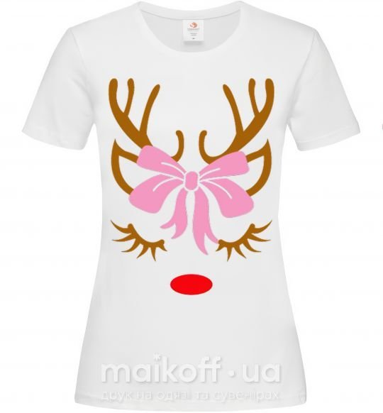 Женская футболка Chrismas deer mother Белый фото