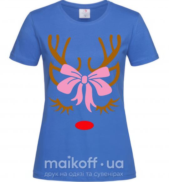 Женская футболка Chrismas deer mother Ярко-синий фото