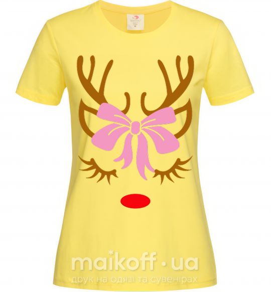 Женская футболка Chrismas deer mother Лимонный фото
