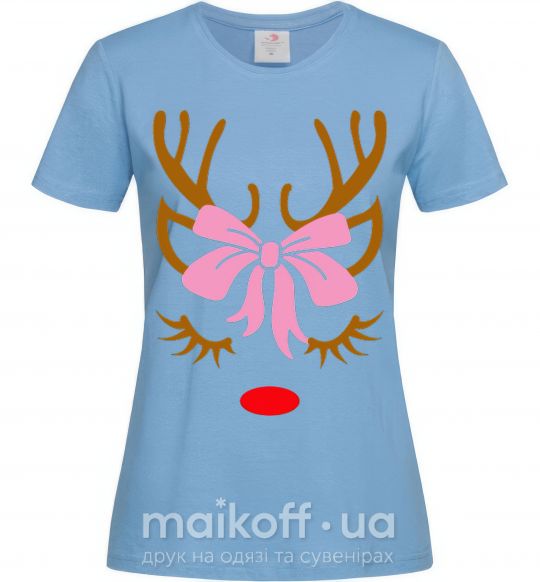 Женская футболка Chrismas deer mother Голубой фото