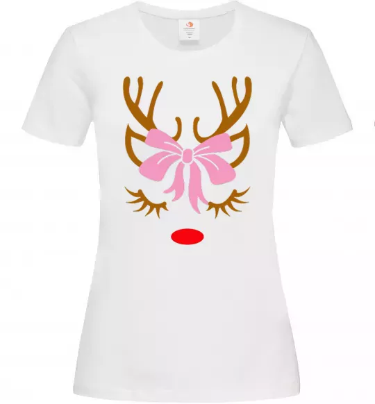 Женская футболка Chrismas deer mother Белый фото