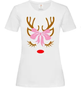 Женская футболка Chrismas deer mother Белый фото