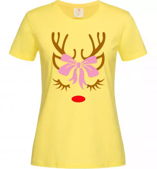 Женская футболка Chrismas deer mother Лимонный фото