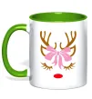 Чашка с цветной ручкой Chrismas deer mother Зеленый Чашка с цветной ручкой Chrismas deer mother Зеленый фото
