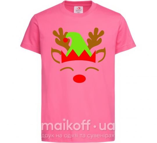 Дитяча футболка Chrismas deer son Яскраво-рожевий фото