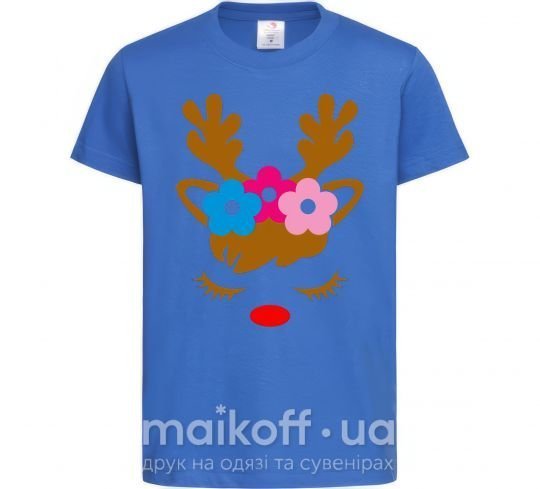 Детская футболка Chrismas deer daughter Ярко-синий фото