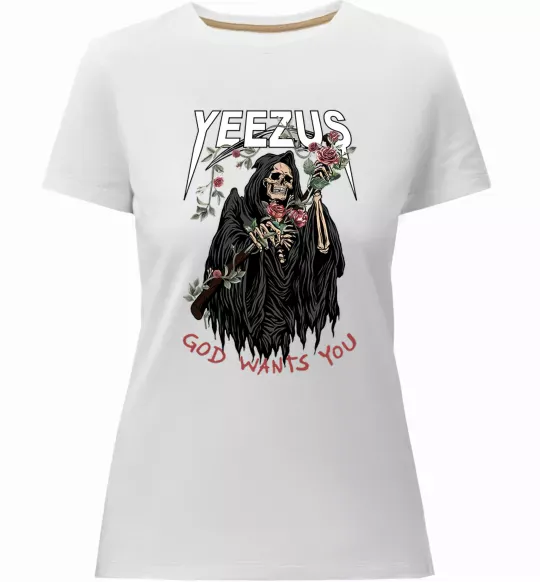 Женская премиум футболка Yeezus Белый фото