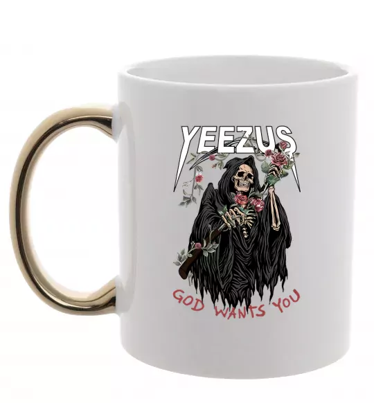 Чашка с цветной ручкой Yeezus Золото фото